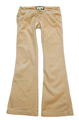 ABERCROMBIE & FITCH Size 14 Khaki Pants~vtg Y2K Low Rise Flare~Stretch~Tan Jeans - Image 1 of 4