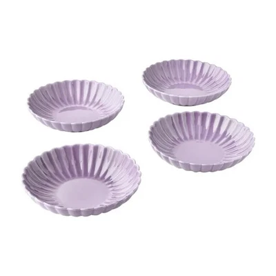 Pioneer Woman Colette Stoneware Dinner Bowls Purple Set of 4 Scalloped Edges - Image 1 of 4
