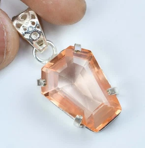 40.00 CT Natürlich Padparadscha Saphir 925 Sterling Silber Anhänger Zertifiziert - Picture 1 of 9