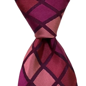 MURANO Men's 100% Silk XL Necktie USA Designer CHECKERED Pink/Purple/Blue EUC - Picture 1 of 3