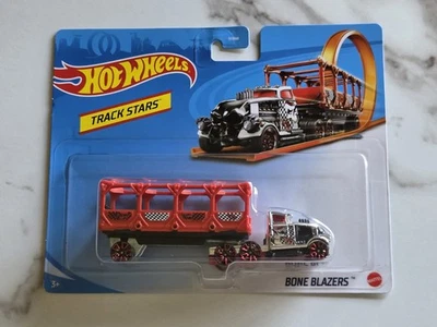 2019 Hot Wheels Chrome BONE BLAZERS HW Track Stars 1:64 Bone Shaker Semi - Image 1 of 2