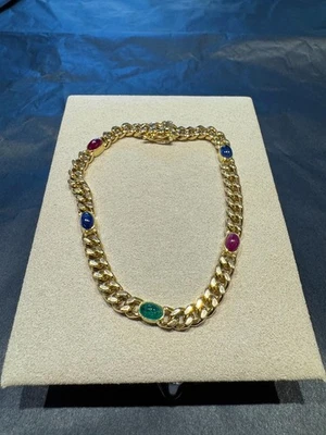 Armband 14Karat Gold (585) mit Saphiren, Rubinen und Smaragd - Bild 1 von 4