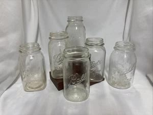 Vintage Menge 6 Klarglas Quadrat Perfect Mason, Spezielle Weite Öffnung & Normal - Bild 1 von 15