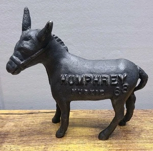Vintage 1968 Humphrey Donkey Presidential Gusseisen Metall Spielzeug Coin Bank Demokrat - Bild 1 von 13