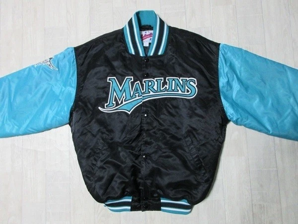 STARTER AUTHENTIC DIAMOND COLLECTION 90s MLB FLORIDA MARLINS SATIN JACKET size L - Image 1 of 4