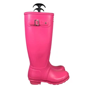Botas de agua Hunter originales altas UK4 EU37 para mujer rosa brillante Wellington Boot Festival - Imagen 1 de 16