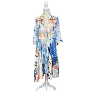 Feratelli Open Front Tunic 3/4 Sleeve Lagenlook Bohemian Artsy Sz XL Art To Wear - Picture 1 of 14