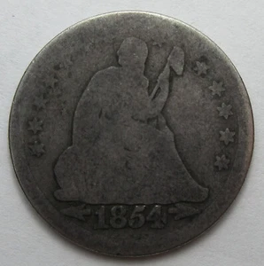 1854 Silver Seated Quarter -Arrows and Raised- VG (#118ae) - Picture 1 of 2
