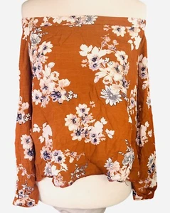 Nobody's Child Floral Bardot Cropped Top Women's UK 10 3/4 Sleeved  - Picture 1 of 7