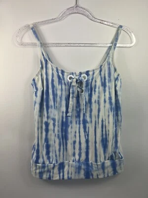 Michael Kors Tankini Women's Sz XS Blue/White Waist Band Adj. Straps Lace Tie - Image 1 of 4