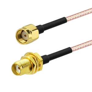 WiFi Extension Cable SMA Female Bulkhead to RP-SMA Male pigtail Coaxial RG316 6" - Picture 1 of 4