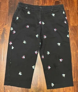 Classic Elements Petite Black Capri Pants w/ Fish Print Women’s Size 12P - Picture 1 of 5