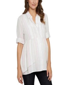 Emma James Ladies' Maternity Blouse, WHITE - PINK, L  - Picture 1 of 4