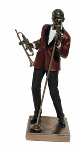 Jazz Band Statue Male Singer with Trumpet Cold Cast Bronze) Music Gift Decor NEW - Picture 1 of 6