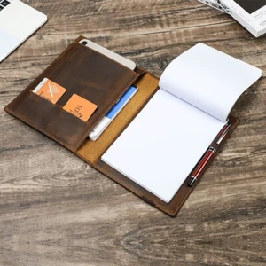 Leather A5 Notebook Case Cover Pen 2 Card Slot Tablet Sleeve For iPad 7.9" 8.3" - Picture 1 of 9