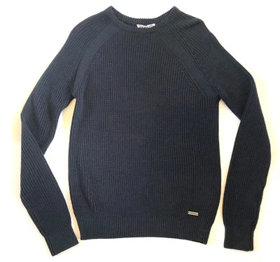 Lambretta Rib Knit Jumper Fishermans Knitwear Navy Blue Crew Neck Small £30.00 - Image 1 of 2