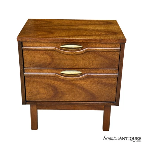 Mid-Century Modern Walnut Sculpted End Table Nightstand Cover