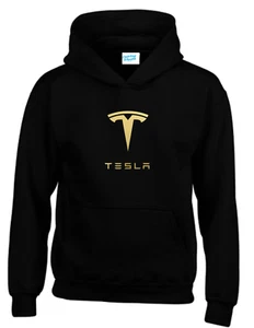 Tesla Hoodie Unisex Printed Hooded Sweatshirt - Picture 1 of 14