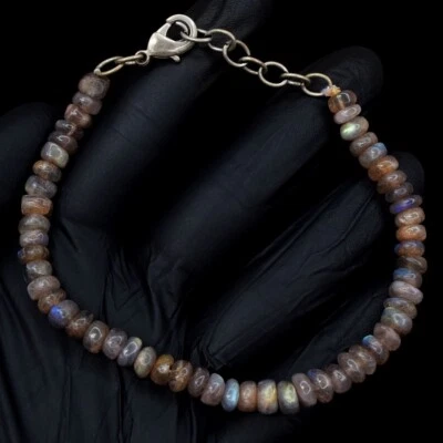 71.00 Cts Amazing Flash Labradorite Round Shape Beaded Bracelet VK 08 E639 - Image 1 of 3