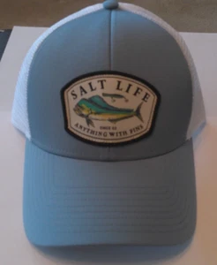 SALT LIFE LIGHT BLUE ANYTHING WITH FINS ADJUSTABLE FISHING HAT - Picture 1 of 5