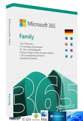 Microsoft 365 Family Vollversion 6 PC / Mac / iOS / Android 1 TB Download NEU - Bild 1 von 4