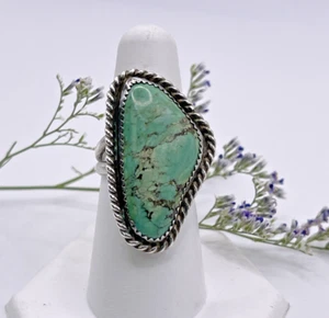 Turquoise Braided Ring Sz 7.5 - Picture 1 of 8