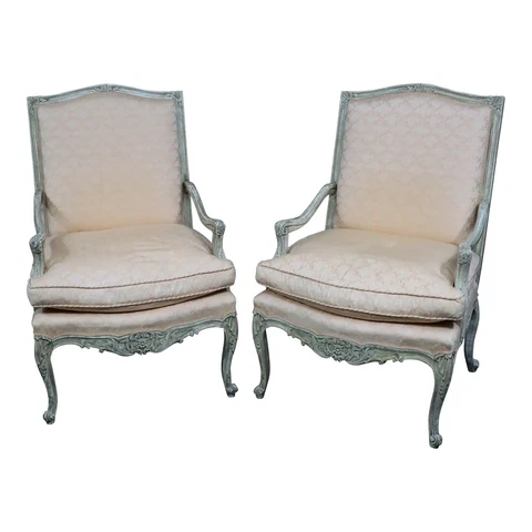 Country French Bergeres/Armchairs Pair Cover