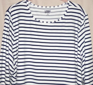 Lands End Long Sleeve Rash Guard UPF50 Sun Protection Sz. 3X (24-26w) Navy/White - Picture 1 of 9