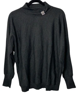 Chicos Mock Neck Knit Sweater Size L 2 Gray Black Silver Turtle Neck Long Sleeve - Picture 1 of 9