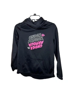 Under Amour Girls Black Long Sleeve Pullover Hooded Sweatshirt Size Yxl - Picture 1 of 5
