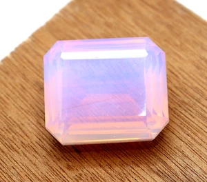 90 Ct Natural Certified Pink Opal Emerald Cut Welo Australian Untreated Gemstone - Picture 1 of 6