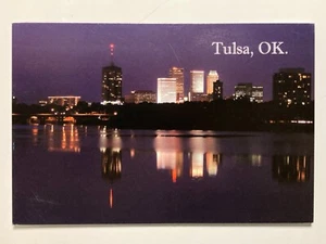 Reflections of Tulsa Oklahoma Night Skyline Postcard R&S Photography R. Browning - Picture 1 of 2