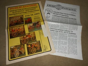1977 ANTIQUE CARRIAGE AUCTION PROGRAM / BROCHURE SALISBURY, MD + '76 KRUSE PAPER - Picture 1 of 3