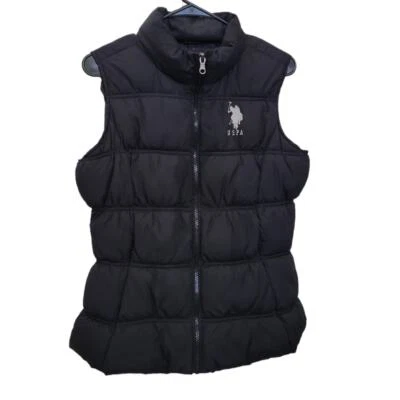 Chaleco para mujer US Polo Assn negro acolchado cuello alto USPA logotipo bordado L Foto 1 de 4