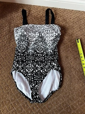 Women’s One Piece Merona Black And White Print Swimsuit Size 18 - Image 1 of 4