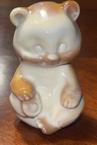 Fenton Chocolate Slag Sitting Bear Cub Figurine Handmade in USA Original Box - Picture 1 of 7