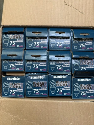 12 Pack UV Black Light Bulb Compact Fluorescent CFL Party Blacklite 20W E26 - Image 1 of 3