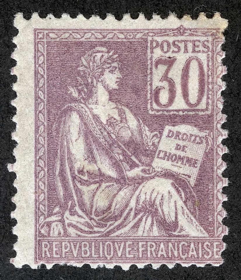 France Sc 120 Violet 30c Type II 1900 Original Gum Hinge Remnant - Image 1 of 1