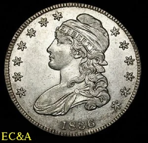 1836 CAPPED BUST HALF ALMOST UNCIRCULATED OVERTON-111 (CBH011) - Picture 1 of 2