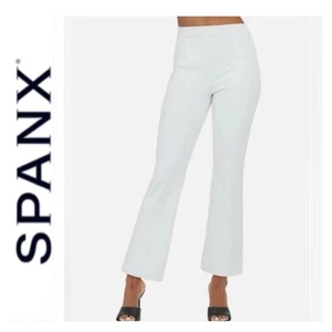 Spanx Kick Flare White Pants Womens Large Stretch Tummy Control Slim Fit Bootcut - Picture 1 of 12