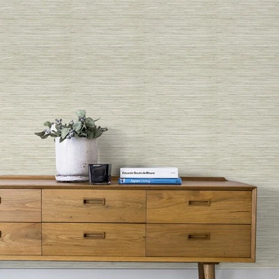 17.3"X196" Yellow Grasscloth Straw Woven Wallpaper Peel And Stick Contact Paper - Image 1 of 4