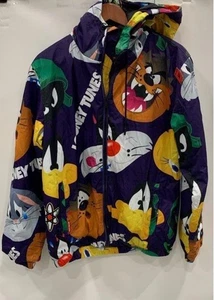 Members ONLY Looney Tunes Men Windbreaker Hooded Full Zip Jacket M Unisex Toon - Picture 1 of 11