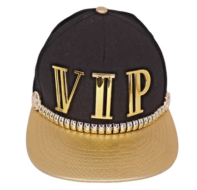 Metallic Gold VIP Letters Hip Hop Hat Cap Baseball Bling Snapback Unisex - Image 1 of 4