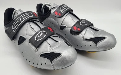 Sidi Scarpe Dynamic Cycling Shoes Mens 46 Silver Road Bike Bicycle Black Straps - Image 1 of 4