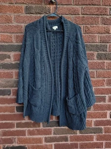 Pol Damen offene Strickjacke Pullover Gr. M Grobstrick dunkelgrau weich kuschelig - Bild 1 von 6