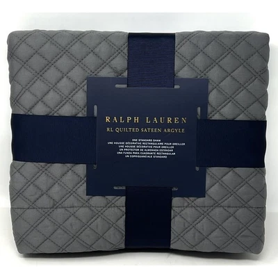 Ralph Lauren Acolchado Satén Argyle Almohada Estándar Gris Falso Grafito Nuevo con Etiquetas $145 Foto 1 de 4