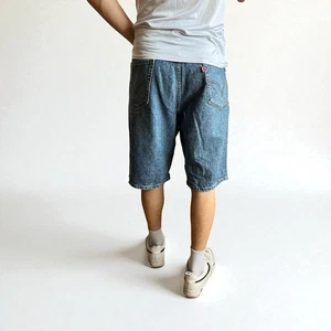 Vintage Men’s Levi’s Hip Hop Y2k Baggy Skater Blue Faded Denim Shorts Jorts W36 - Picture 1 of 10