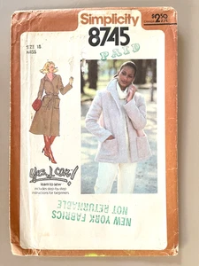 1970's Simplicity Misses' Coat,Jacket Pattern 8745 Size 18 UNCUT - Picture 1 of 2