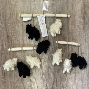 West Elm Pottery Barn Kids Wool Sheep Mobile Baby Nursery Decor Black & White - Picture 1 of 6
