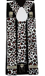 "Brazaletes con clip unisex para hombre suspensión elástica espalda en Y-back ""W leopardo"" ancho 1 1/2" - Imagen 1 de 1